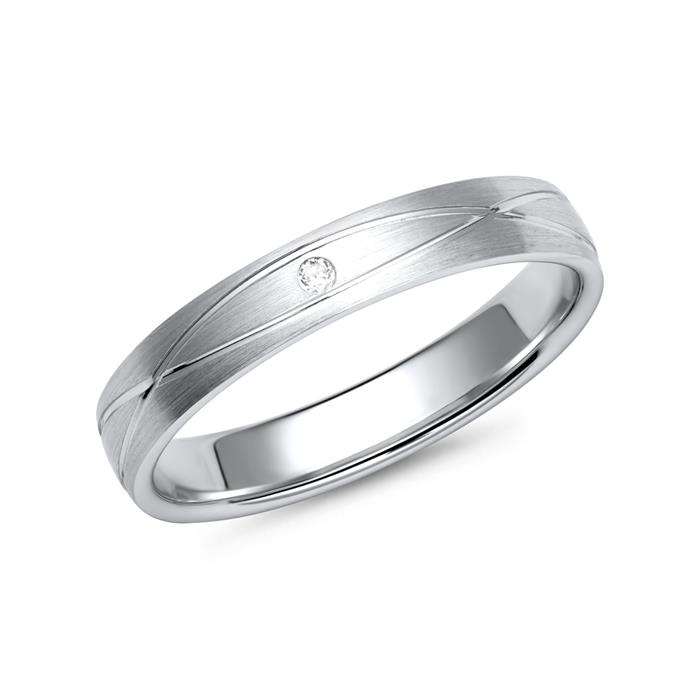 Wedding rings white gold with diamonds width 3.5 mm