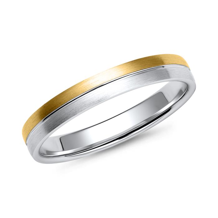 Wedding rings yellow and white gold with diamonds width 3.5 mm