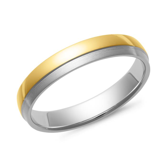 Wedding rings yellow and white gold with diamonds width 4 mm