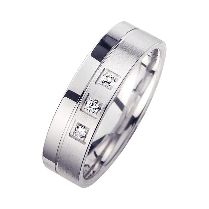 Wedding rings white gold with brilliant width 5.5 mm