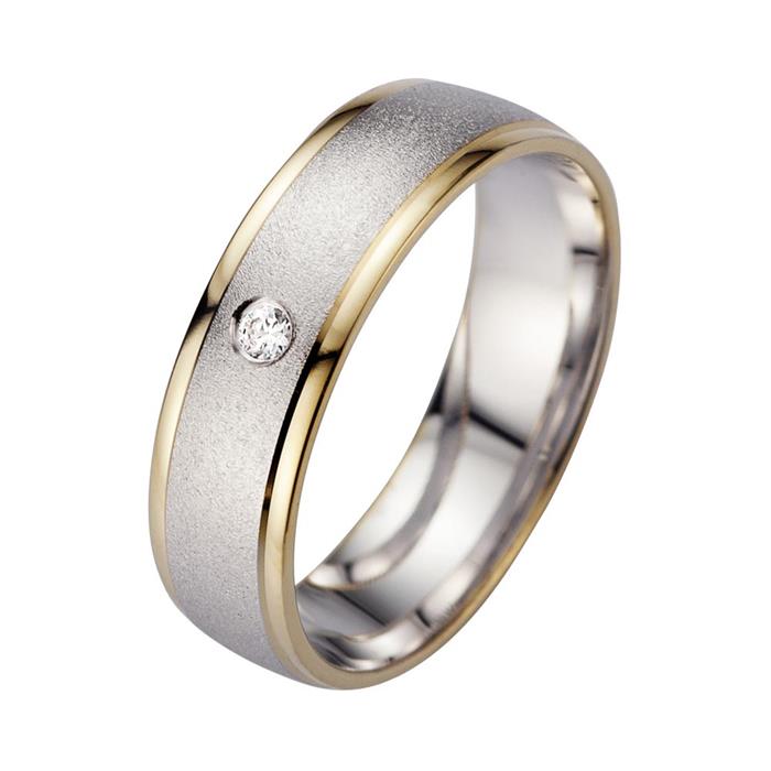 Wedding Rings Yellow And White Gold With Diamond Width 5.5 mm