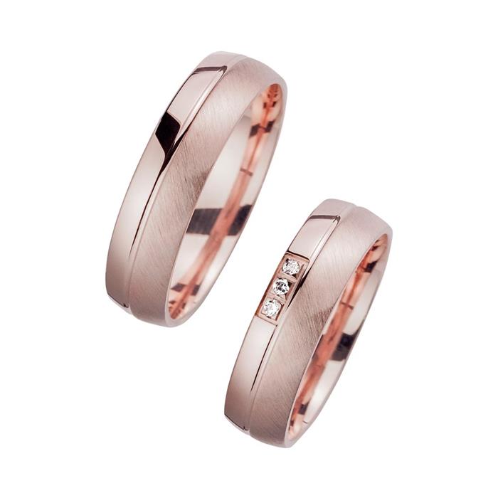 Wedding rings rose gold with diamonds width 5.5 mm