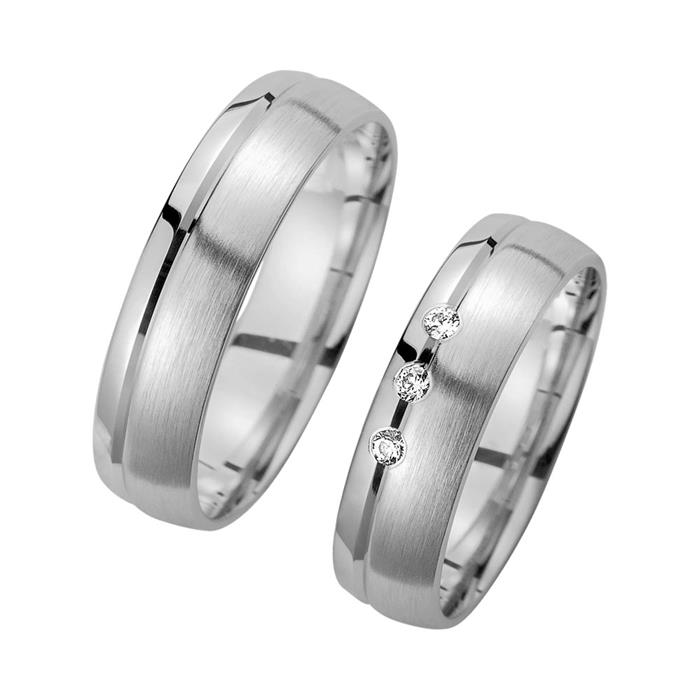 Wedding rings white gold with diamonds width 5.5 mm