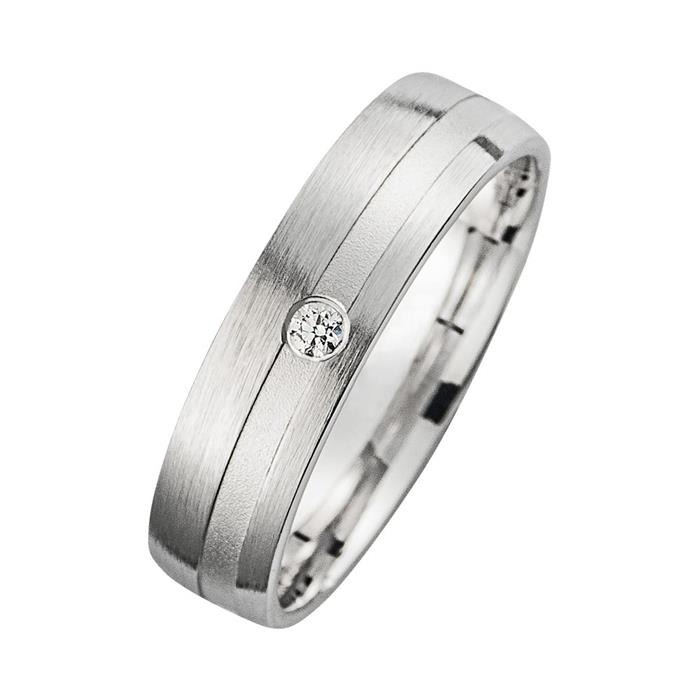 Wedding rings white gold with brilliant width 5 mm