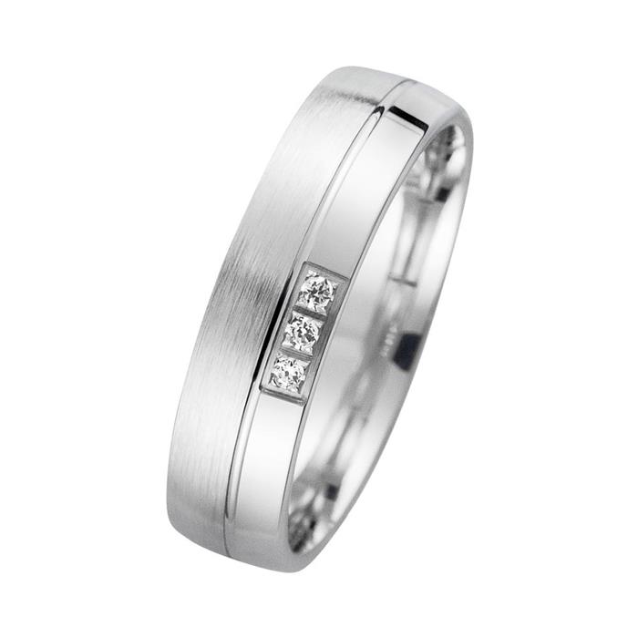 Wedding rings white gold with diamonds width 5 mm