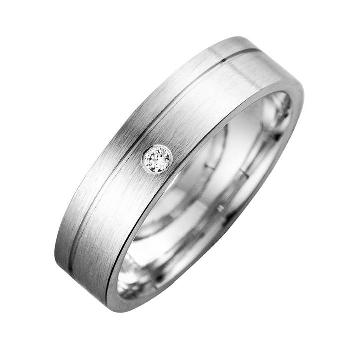 Wedding rings white gold with diamond width 5 mm