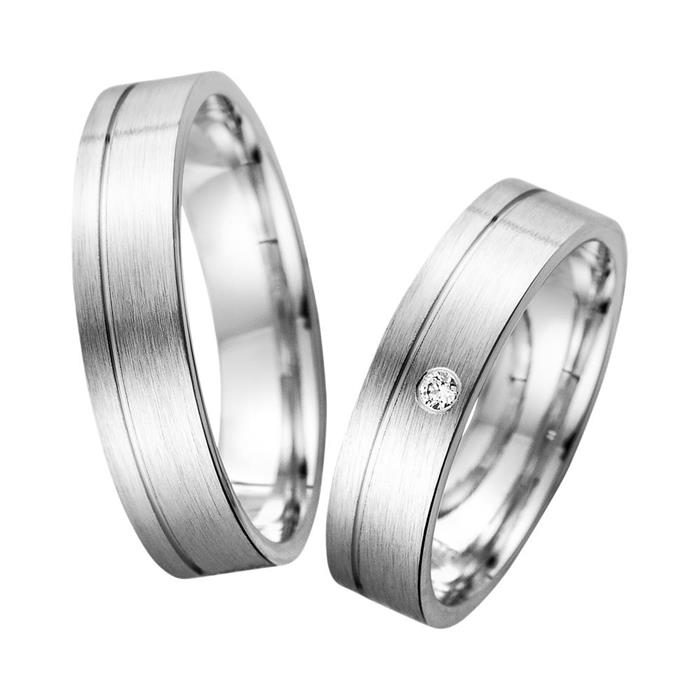 Wedding Rings White Gold With Diamond Width 5 mm