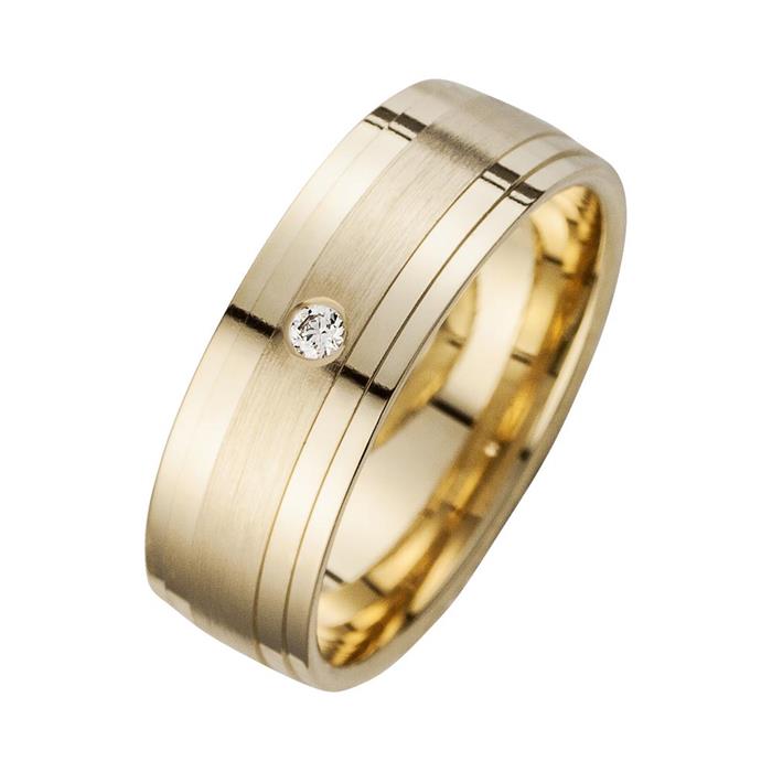 Wedding rings yellow gold with diamond width 6.5 mm