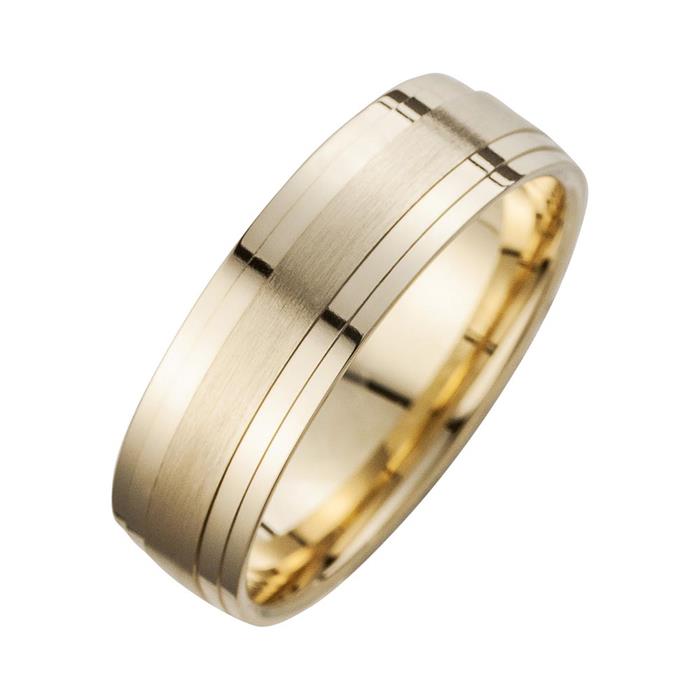 Wedding rings yellow gold with diamond width 6.5 mm