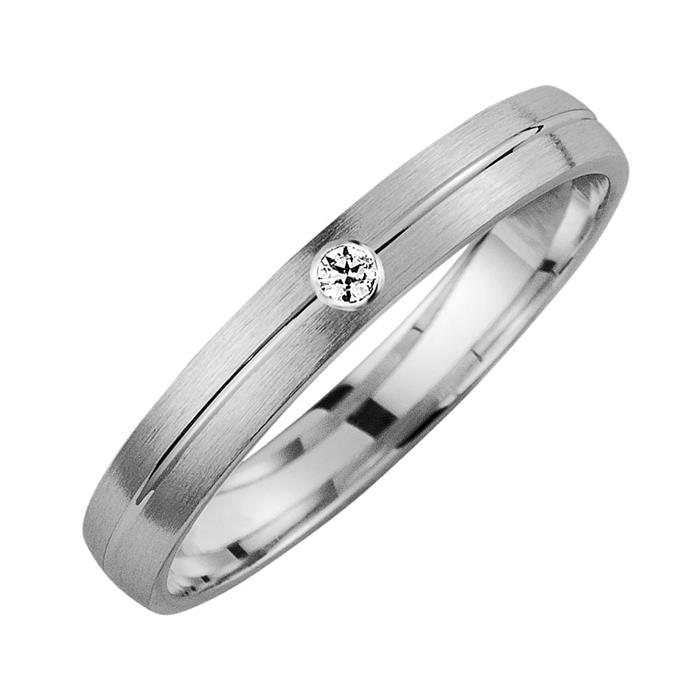 Wedding rings white gold with diamonds width 6.5 mm