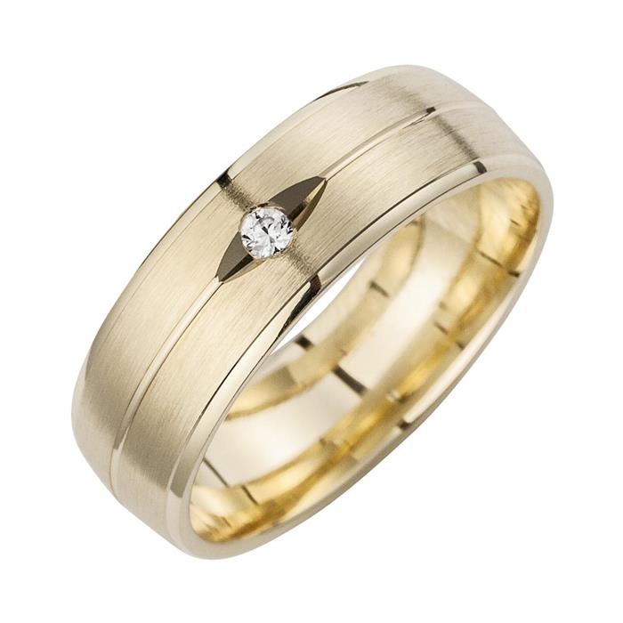 Wedding rings yellow gold with diamond width 6 mm