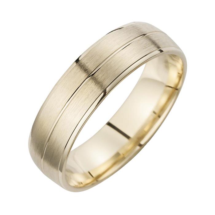 Wedding rings yellow gold with diamond width 6 mm
