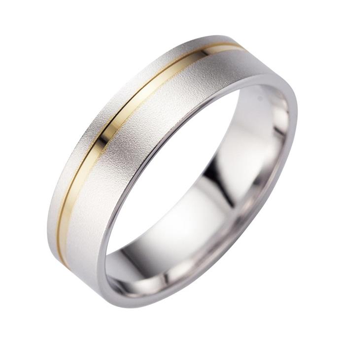 Wedding rings yellow and white gold with diamond width 6 mm