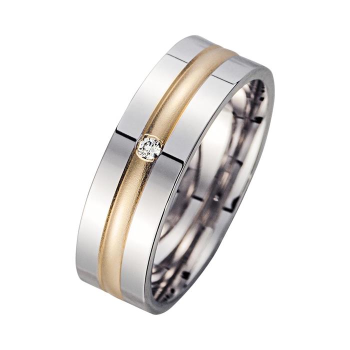 Eheringe Gelb- und Wei&#xDF;gold mit Diamant Breite 6 mm