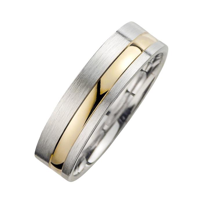 Wedding rings yellow and white gold with diamond width 6 mm