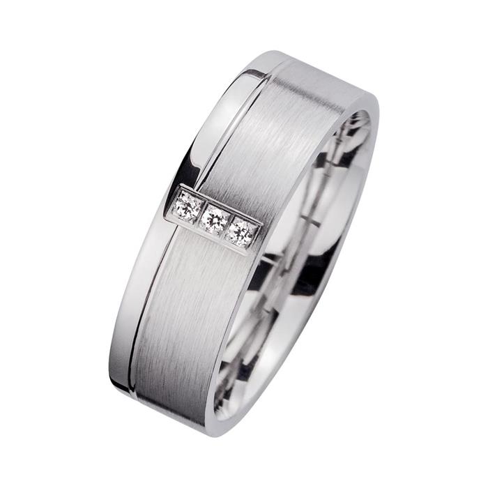 Wedding rings white gold with diamonds width 6 mm