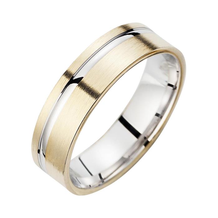Wedding Rings Yellow And White Gold With Diamonds Width 6 mm