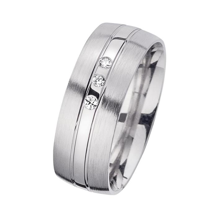 Wedding rings white gold with diamonds width 7 mm