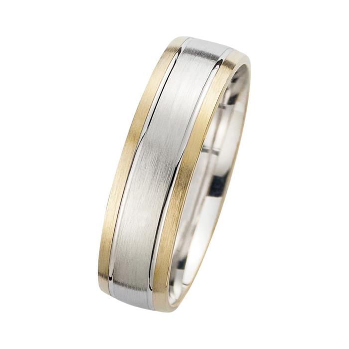 Wedding rings yellow and white gold with diamonds width 6 mm