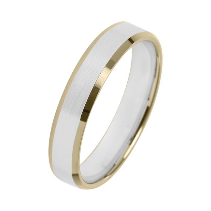 Wedding rings yellow and white gold with diamonds width 4.5 mm