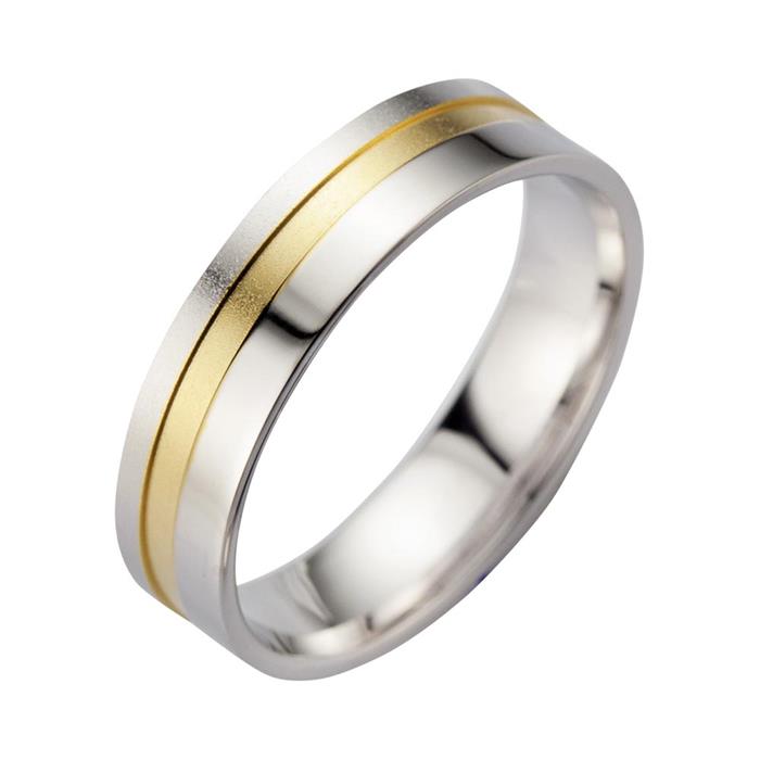 Wedding rings yellow and white gold with diamonds width 5.5 mm