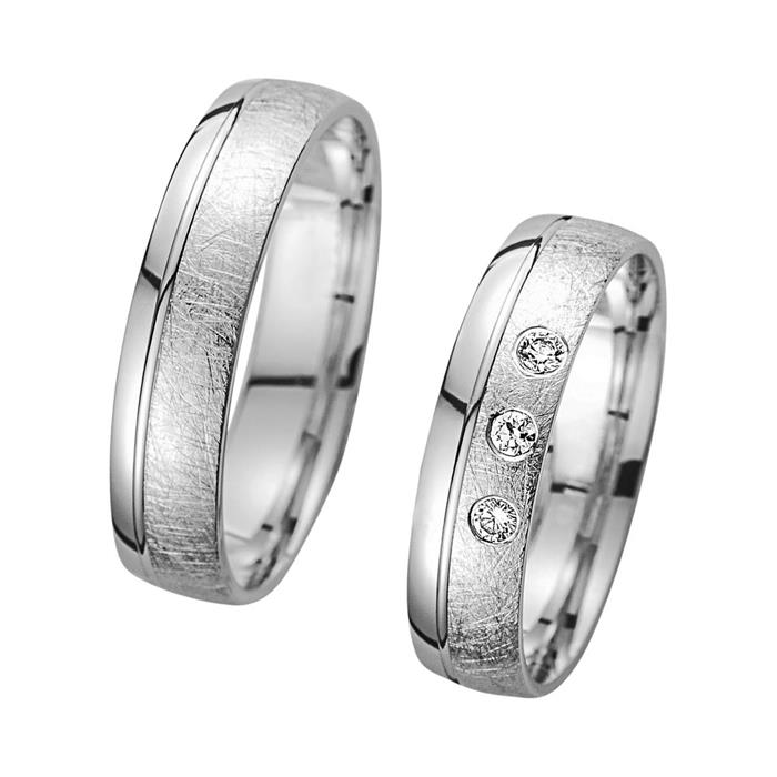 Wedding rings white gold with diamonds width 5 mm