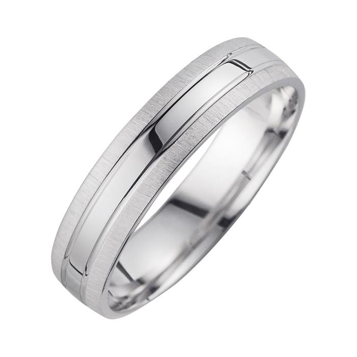 Wedding rings white gold with diamonds width 5 mm