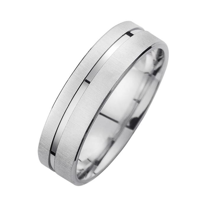 Wedding rings white gold with diamonds width 6 mm