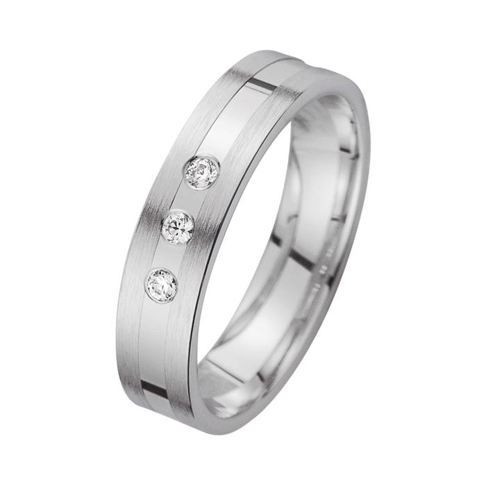 Wedding rings white gold with diamonds width 4.5 mm