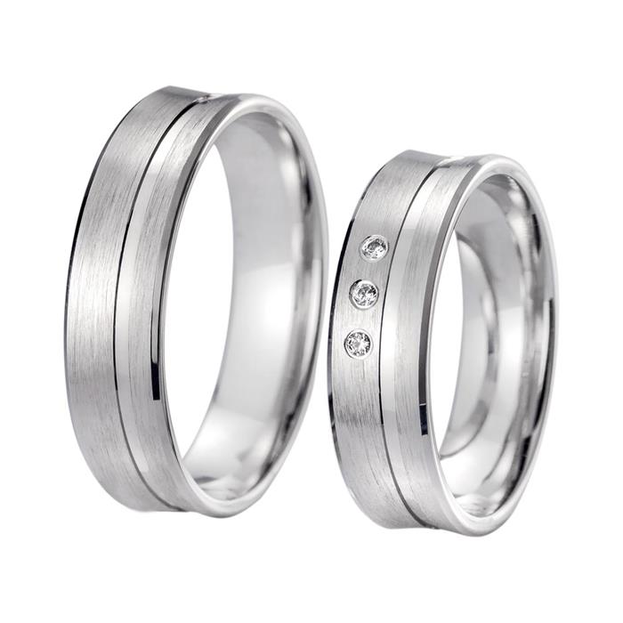 Wedding rings white gold with diamonds width 5.5 mm