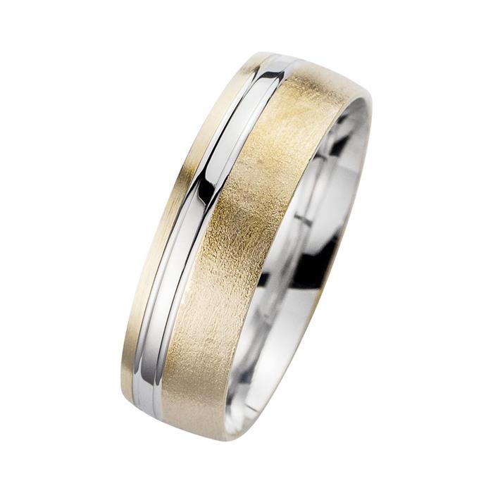 Wedding Rings Yellow And White Gold With Brilliant Width 6.5 mm