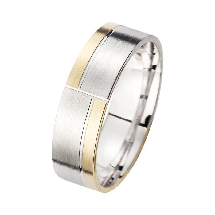 Wedding rings yellow and white gold with diamonds width 6.5 mm