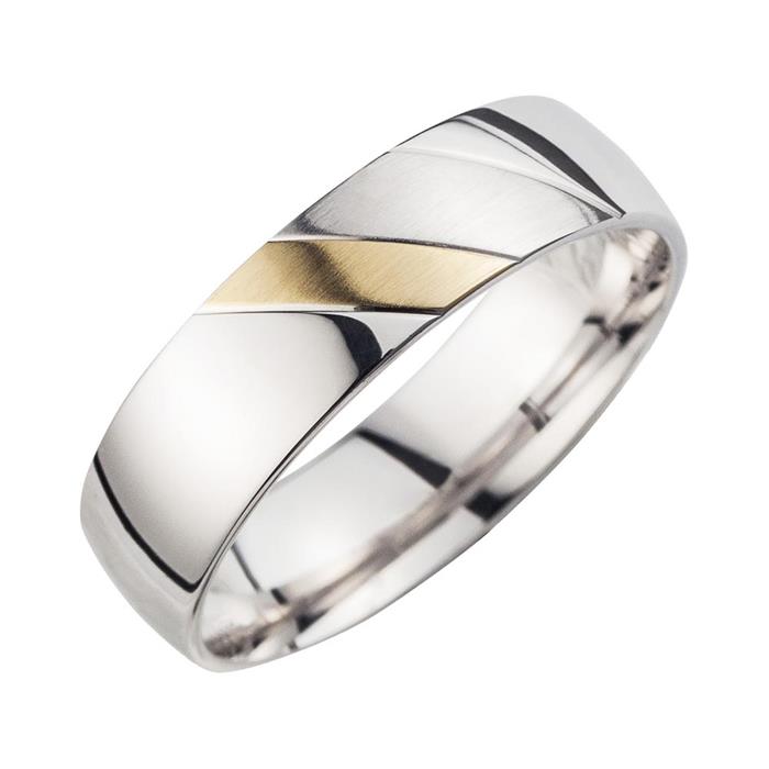 Wedding rings yellow and white gold with diamonds width 6 mm