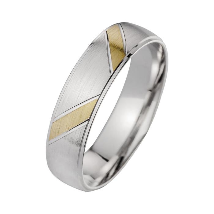 Yellow and white gold wedding rings with brilliant width 5.5 mm