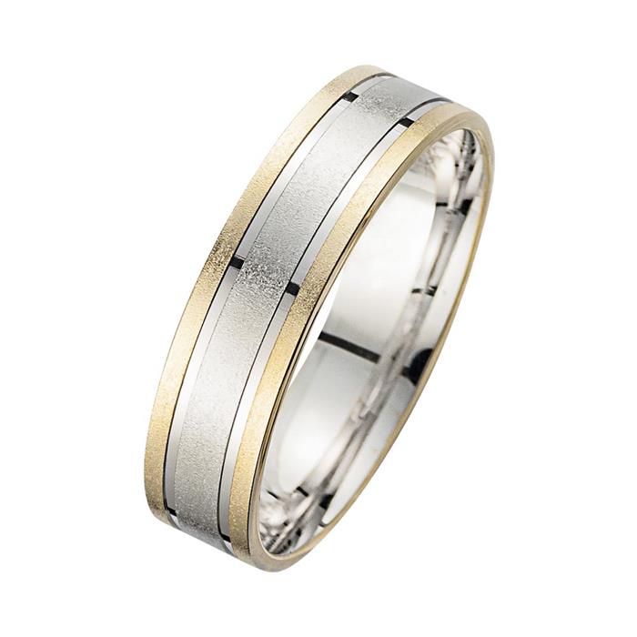 Wedding rings yellow and white gold with diamonds width 5.5 mm