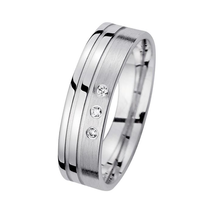 Wedding rings white gold with diamonds width 5.5 mm