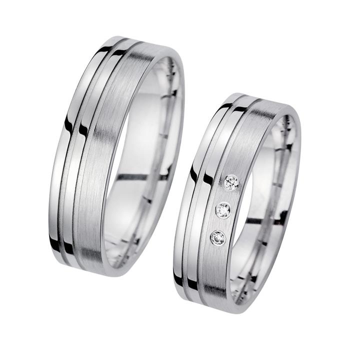 Wedding rings white gold with diamonds width 5.5 mm