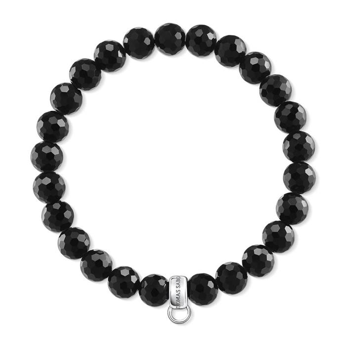Charm cub bracelet in 925 silver and obsidian beads