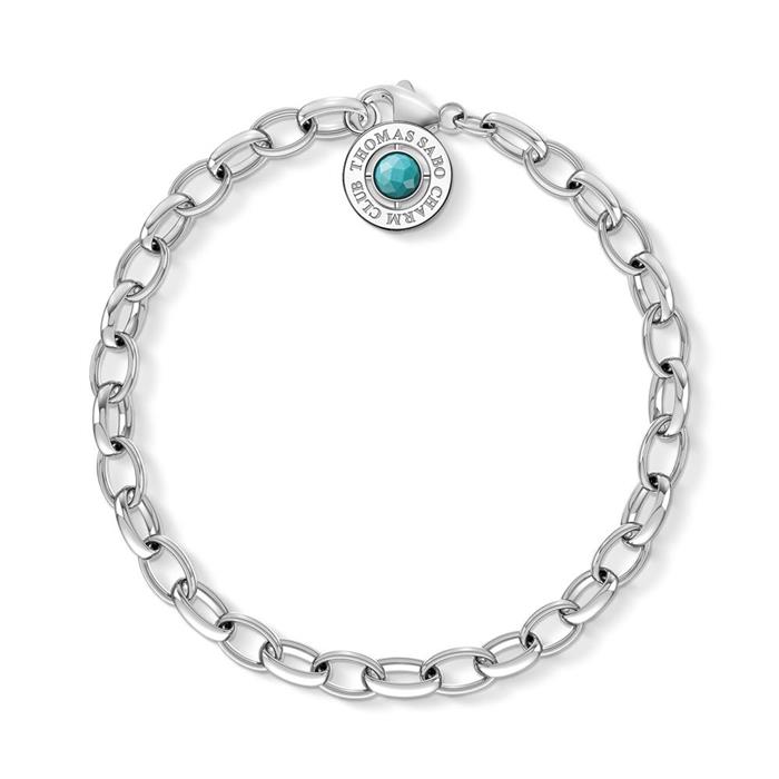 Charm Bracelet In 925 Sterling Silver With Turquoise