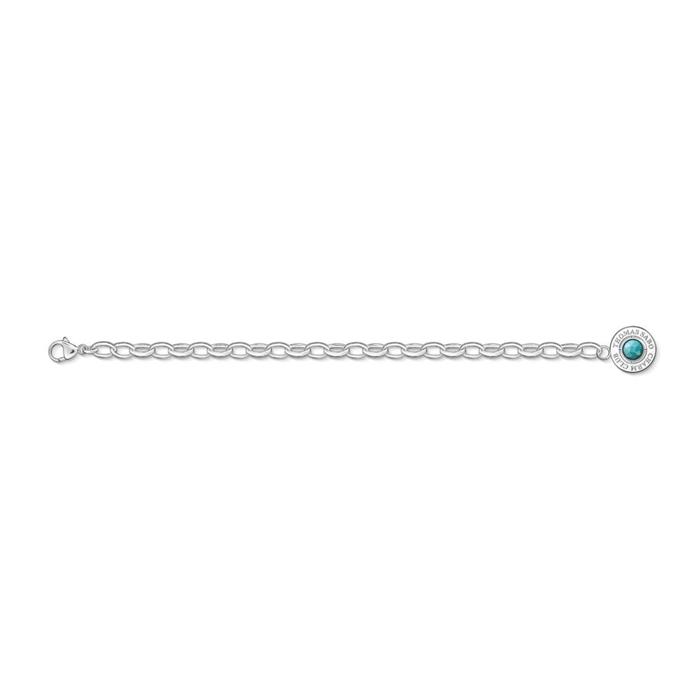 Charm bracelet in 925 sterling silver with turquoise