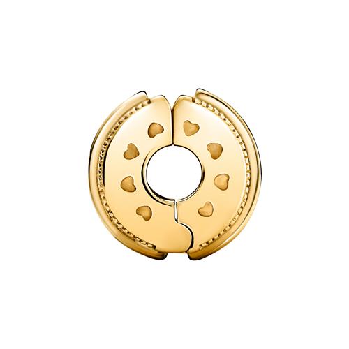 Clip Charm For Bracelets, Gold-Plated With Zirconia