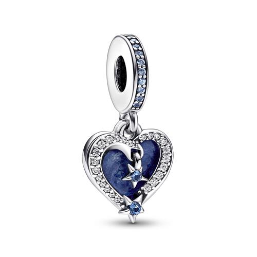 Charm Pendant Heart And Shooting Star, Sterling Silver