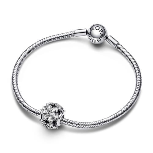 Flower Charm In Sterling Silver With Cubic Zirconia