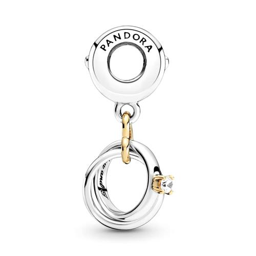 Two-Tone Charm Pendant Wedding Rings In 925 Silver