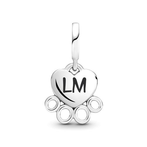 Paw Print Charm Pendant In 925 Silver, Engravable
