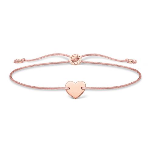 Ladies Bracelet Heart Made Of Textile  And 925 Silver,  Rosé