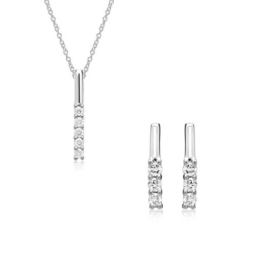 Chain And Earrings In 585 White Gold With Diamonds