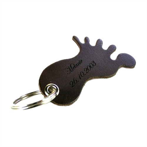 Leather Keyring Foot With Laser Engraving