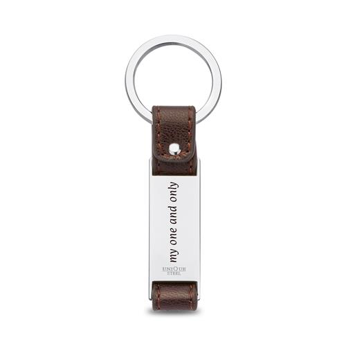 Engravable Keyring Leather Stainless Steel