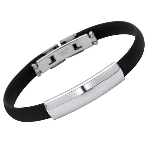 Rubber Bracelet With Stainless Steel Engraving Plate 21cm